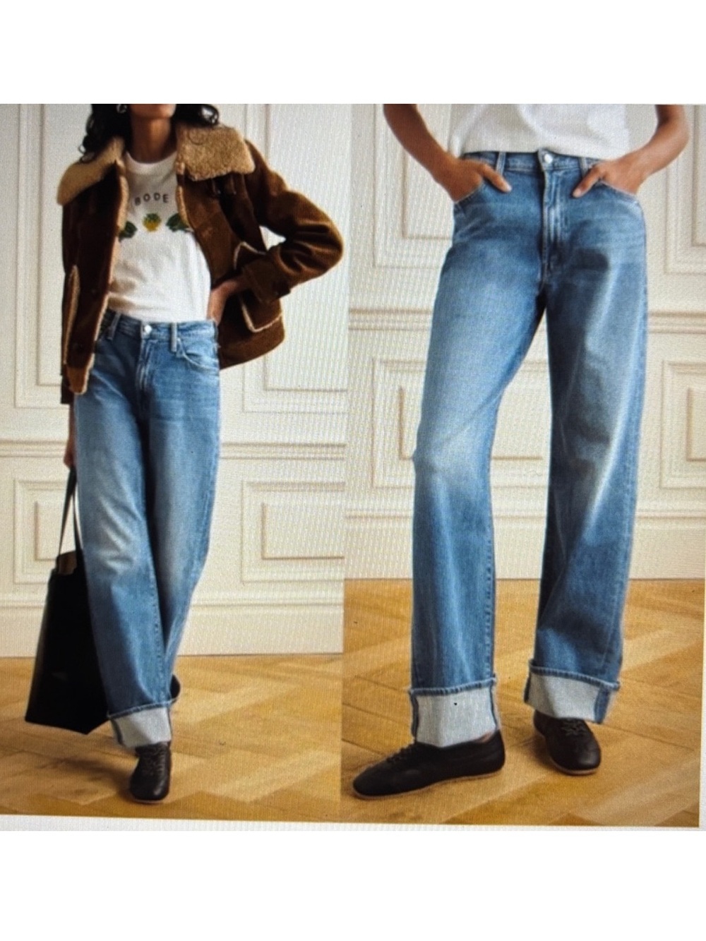NWT Mother The Dodger Skimp High Waist Cuffed Hem Wide Leg Jeans Size 33